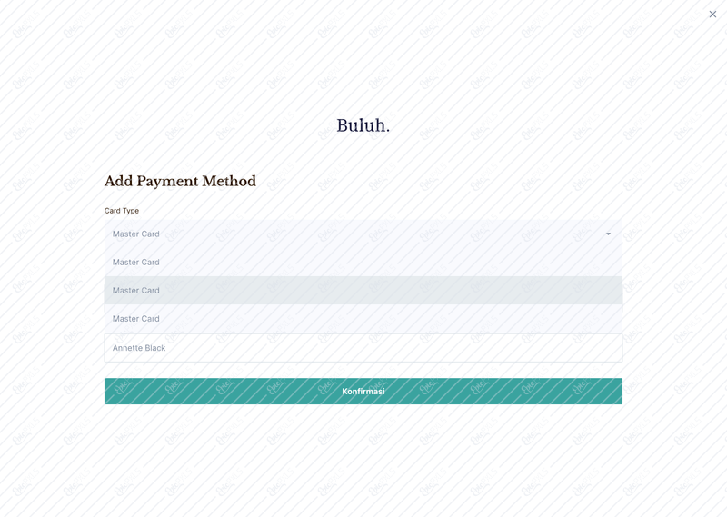 Add payment method - select card