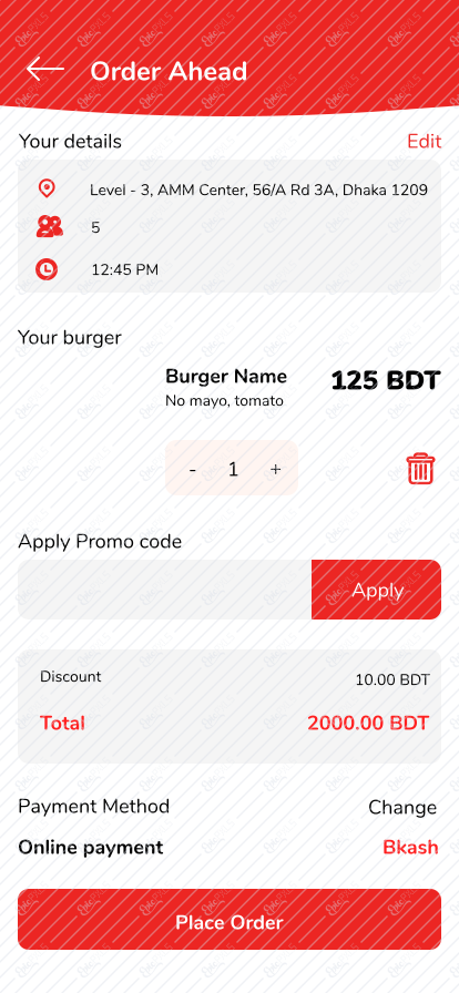 Preorder burger