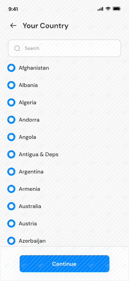 2: Select country blank