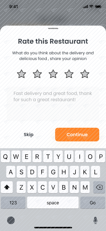 Rate food Screen / typing