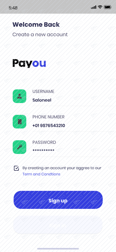 Sign Up or Create account V02