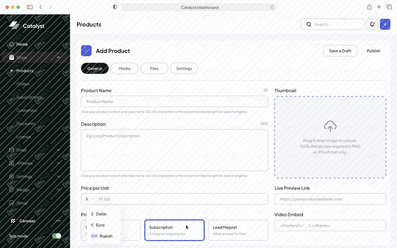 Catalyst - Products - Currency Change