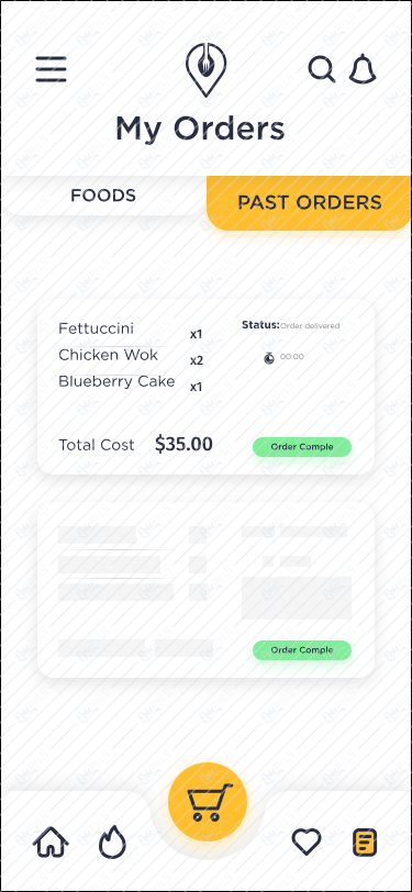 My Orders Screen 3 - Past Orders