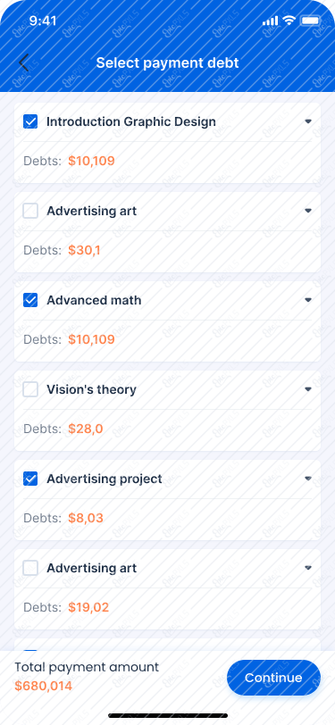 Select payment debt