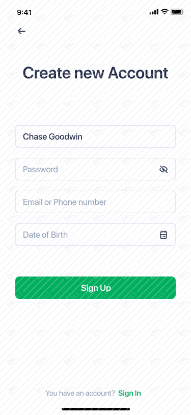 6. Create new Account