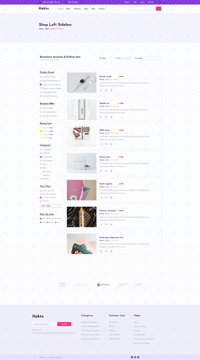 shop left sidebar