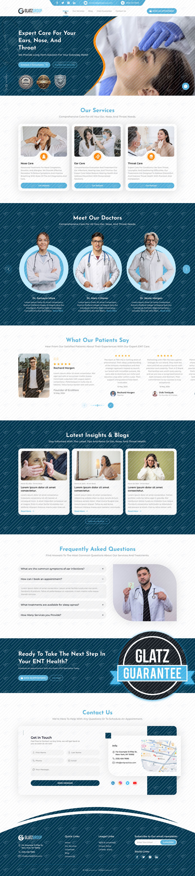 ENT Doctor Practice Website Design Concept