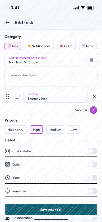 Add task (Select priority)