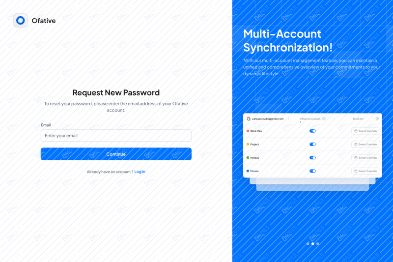 Register - request new password