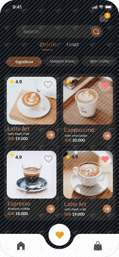 Coffee menu