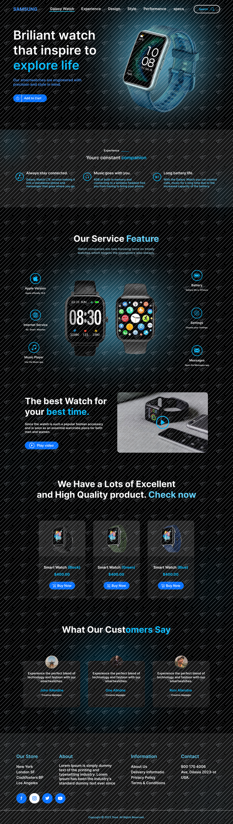 Just Watch - Smart Watch Website Landing Page design