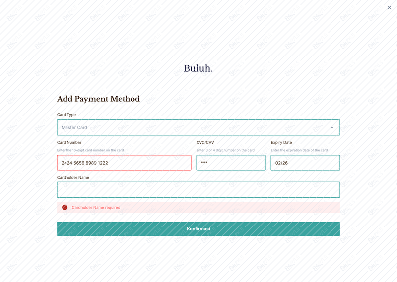 Add payment method - error 2