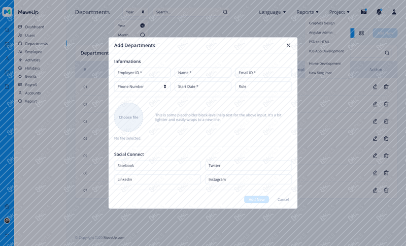 13. Departments - Add New