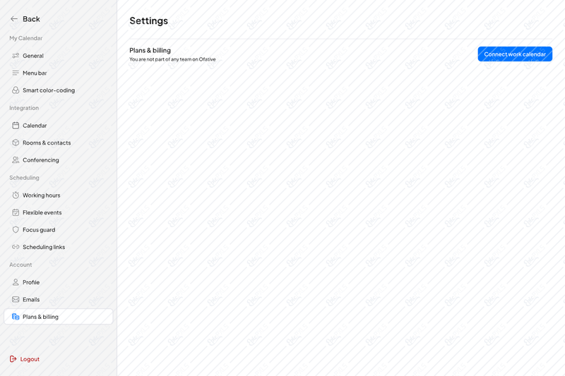 Settings Plan & billing
