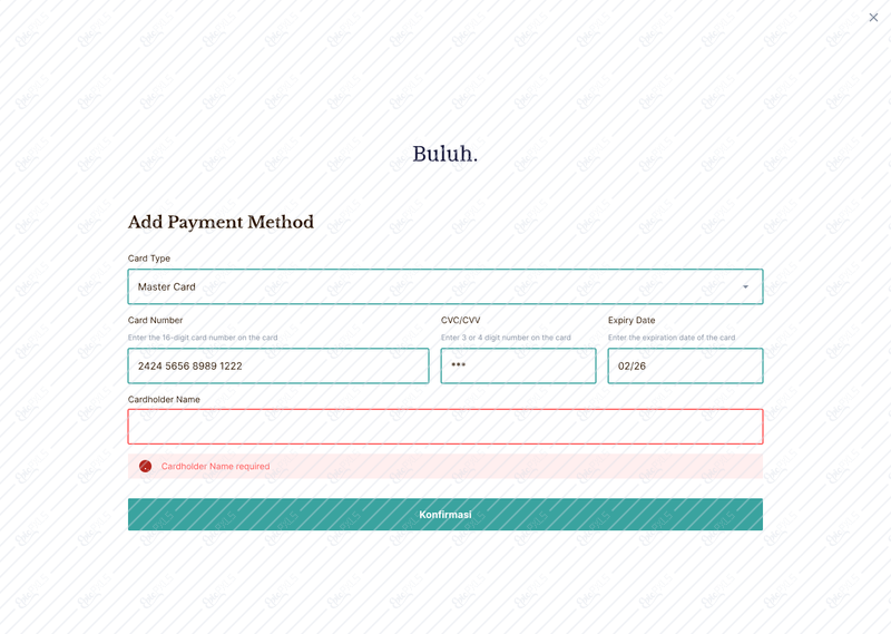 Add payment method - error 2