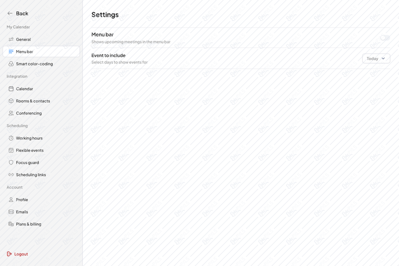 Settings - Menubar