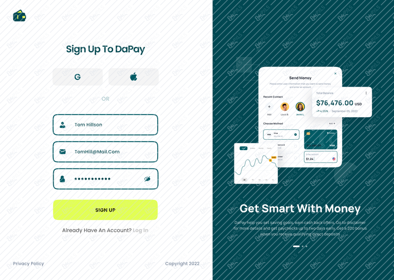 8-Sign Up Active