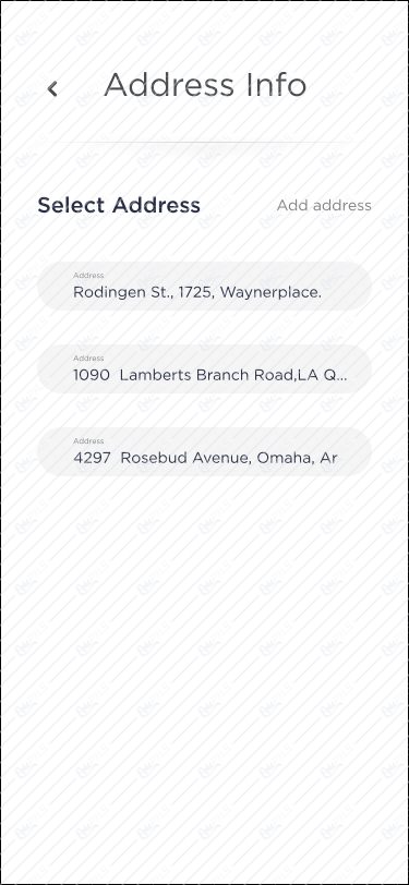 Address Info Screen 1