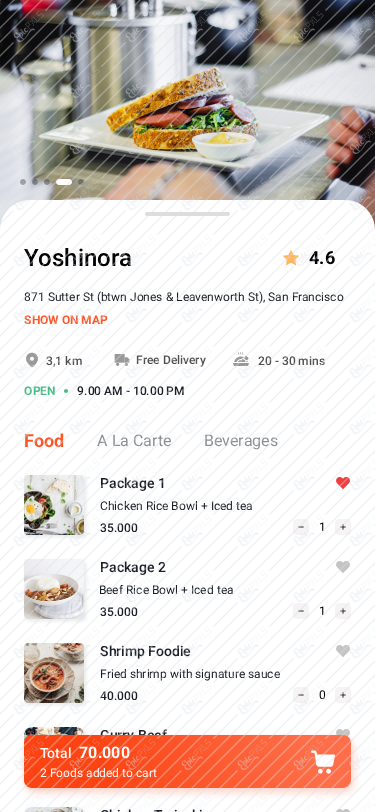screen 2 - floating cart