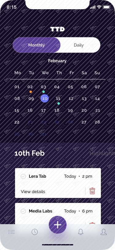month view date selected