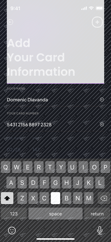 Account Setting - Card Info - Typing