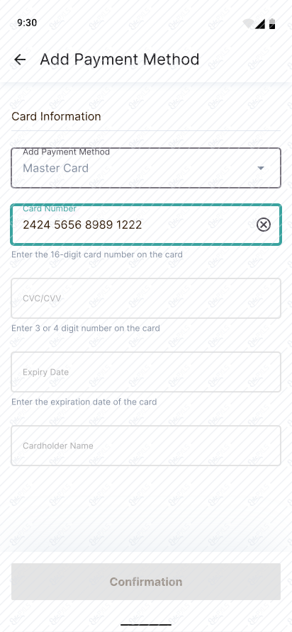 Add Payment Method- filled