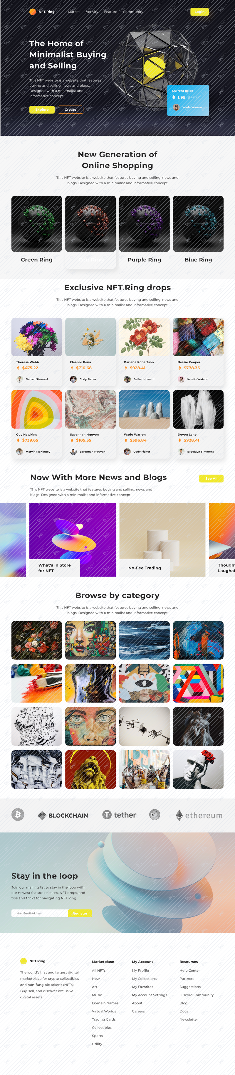 NFT. Ring Marketplace Landing Page