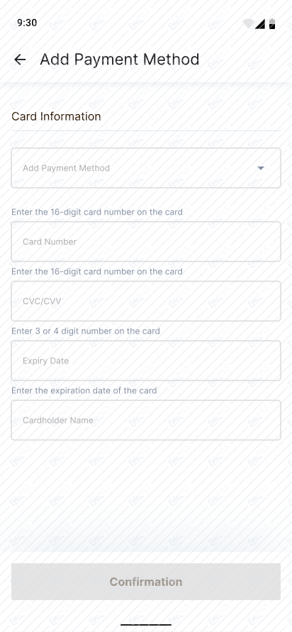 Add Payment Method- disabled