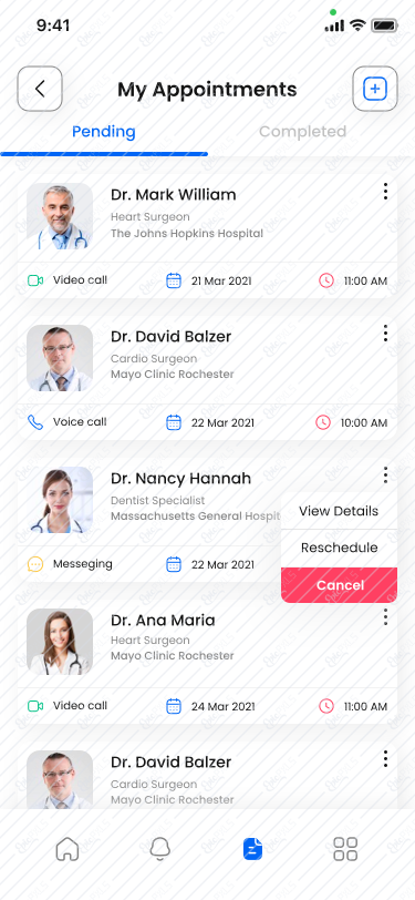 My Appointments (options)