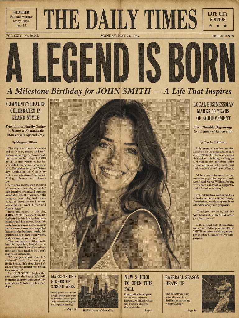 Vintage Newspaper Birthday