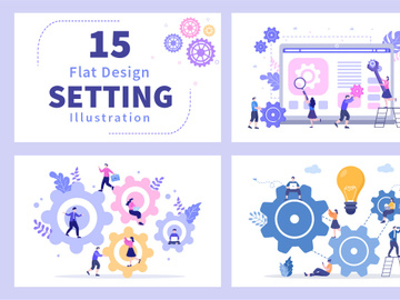 15 Setting Flat Design Illustration