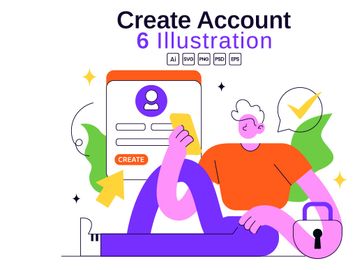 6 Create Account Vector Illustration