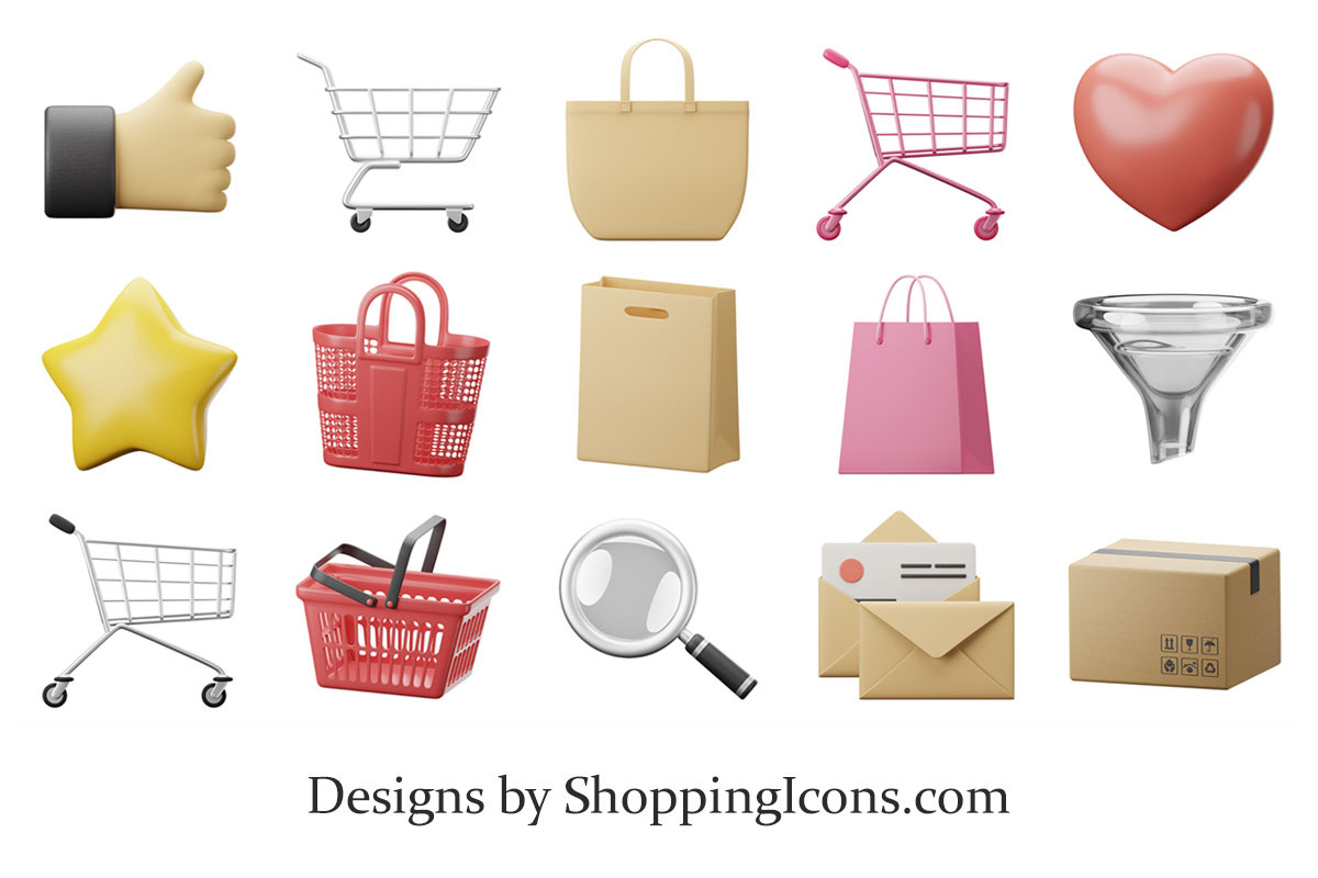 平滑的3D网店图标(Smooth 3D Online Stores Icons)插图