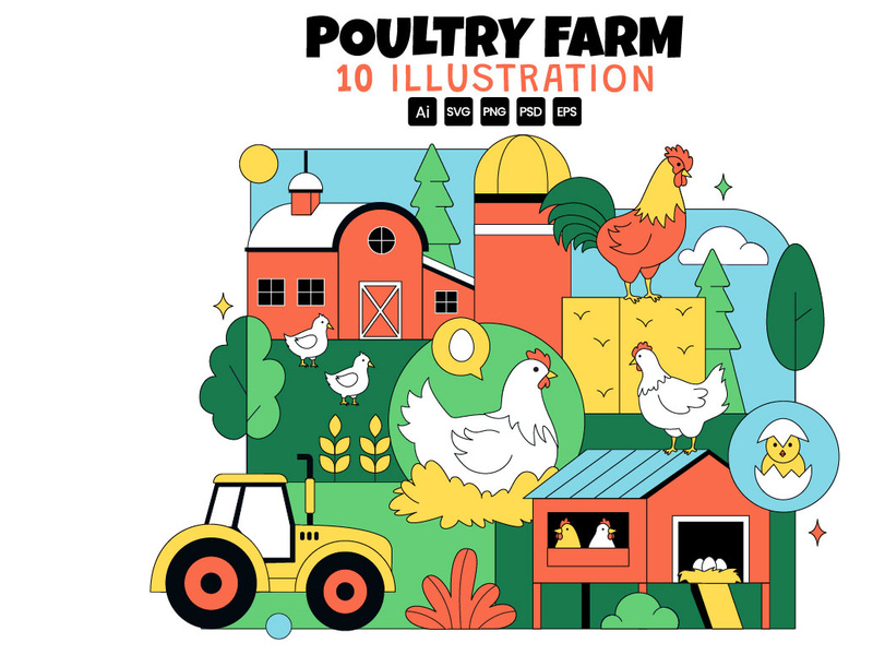 10 Poultry Farming Illustration by denayuneep ~ EpicPxls