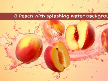 Peach with splashing water background