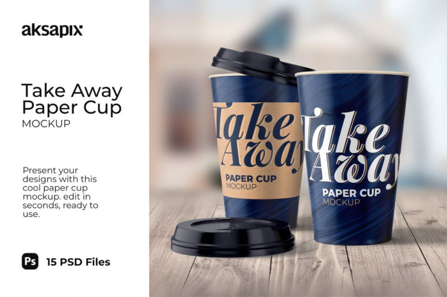 外卖纸杯模拟图(Take Away Paper Cup Mockup)插图1