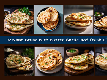Naan Bread with Butter Garlic and Fresh Cilantro