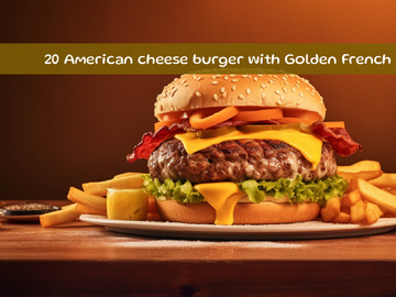 American cheeseburger with golden french fries