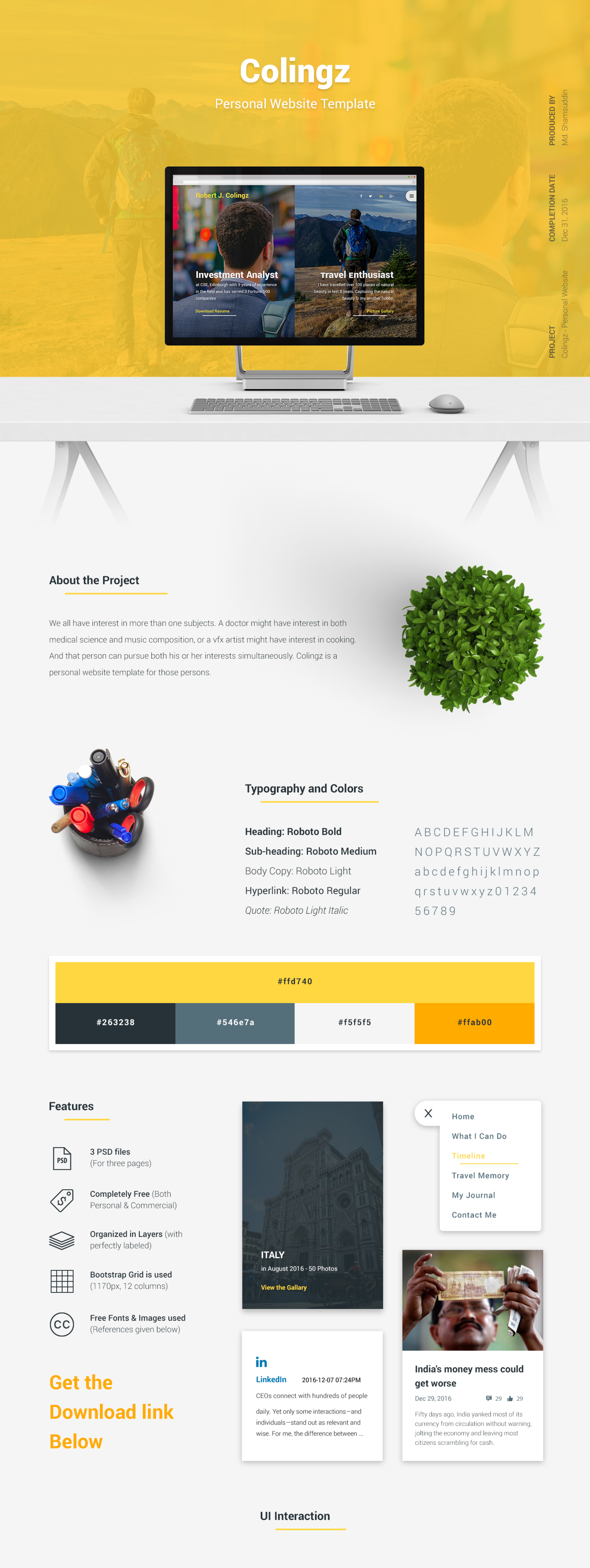 Colingz - Personal Website Template [PSD]