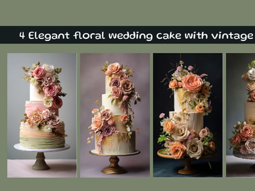 Elegant floral wedding cake with vintage stand