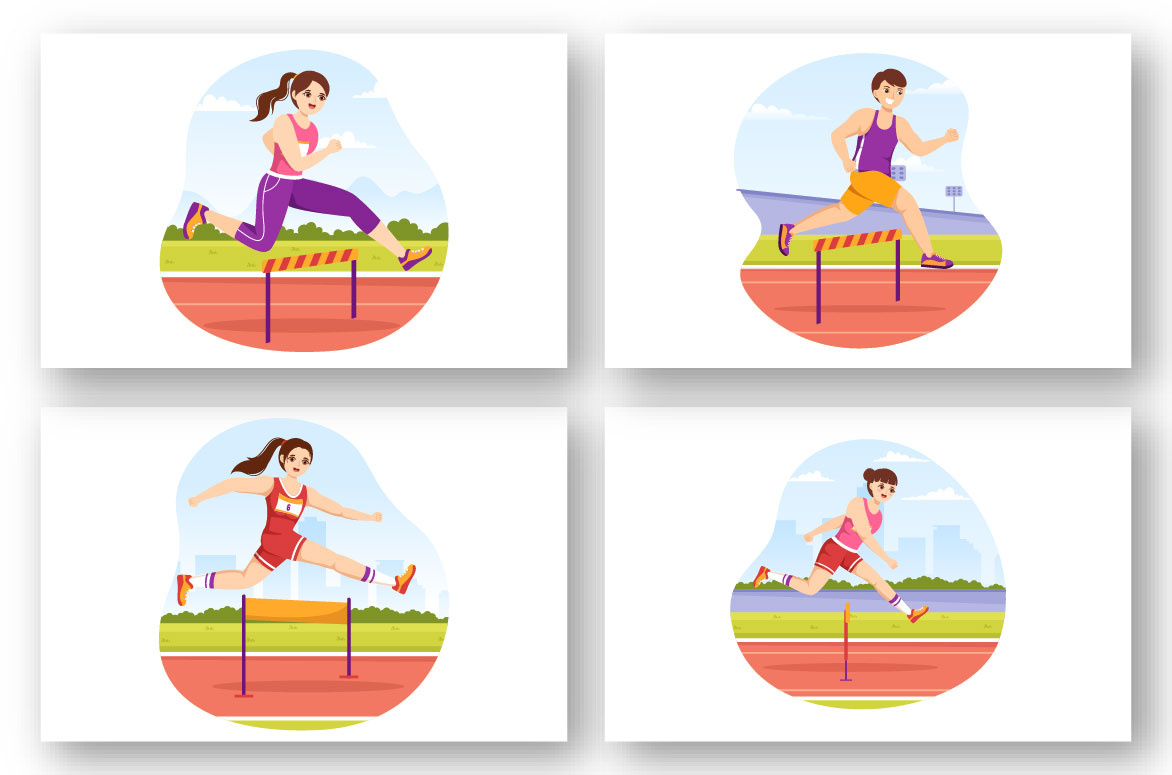 11-Hürden-Langstreckenlauf-Sportler-Illustration