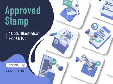 3d Illustration Approved Stamp