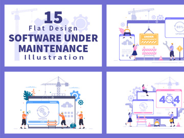 15 Software System Under Maintenance Vector Illustration