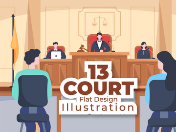 13 Court with Law and Justice Illustration