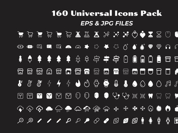 A set of 160 universal white icons pack