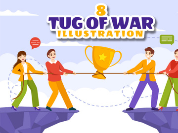 8 Tug of War Vector Illustration