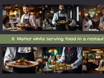 Waiter while serving food in a restaurant