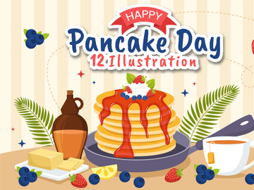 12 Pancake Day Vector Illustration