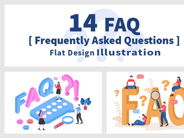 14 FAQ or Frequently Asked Questions Illustration