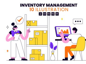 10 Inventory Management Vector Illustration